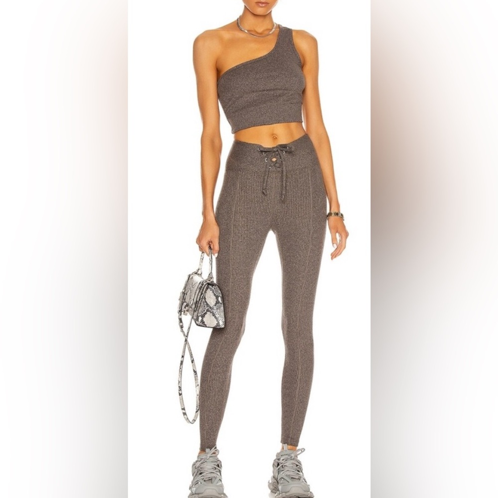 Year of Ours Brown Ribbed High-Waist Leggings Set